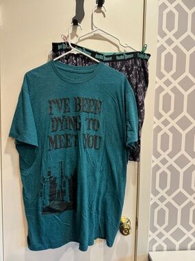 Disney Teal Haunted Mansion Graphic Tee - Short Sleeve and Sleep Shorts
